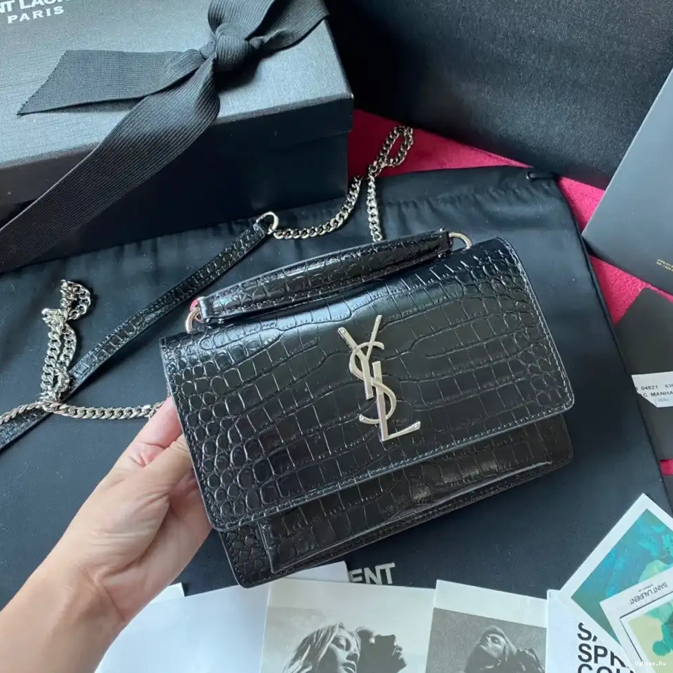 IN YSL CROCODILE-EMBOSSED SHINY SUNSET LEATHER 0523